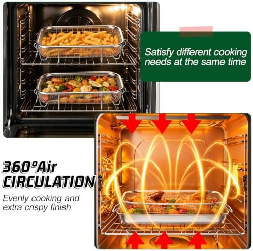 P&P CHEF 9.8 Inch Air Fryer Basket for Oven, Air Fryer Rack, 3 Pieces