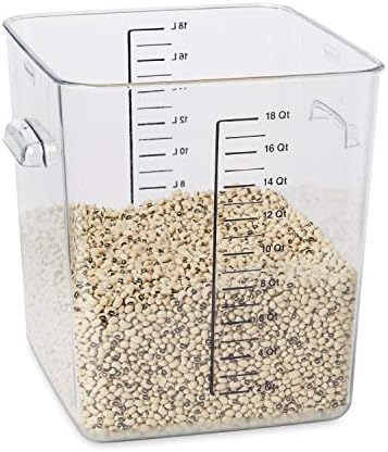 Rubbermaid Commercial Products Plastic Space Saving Square Food Storage Container, 18 Quart, Clear, for Kitchen/Sous Vide/Food Prep