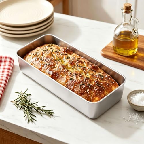 Homikit Stainless Steel Loaf Pans, 12x5 Inches Large Bread Pan Set