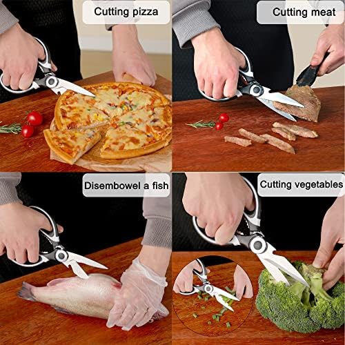OMDAR Kitchen Scissors 3 Pack - Replacement - Stainless Steel Cooking Shears for Cutting Meat, Food, Fish, Poultry Multipurpose Sharp Sissors for Dishwasher Safe, 8.3 Inch