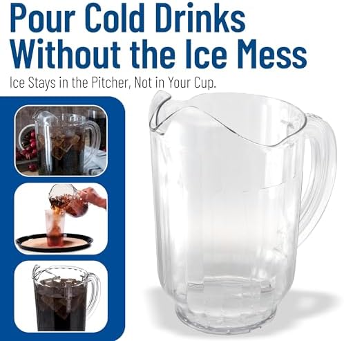 Carlisle FoodService Products Versapour Clear Pitcher Tall Pitcher with Window for Restaurants, Catering, Kitchens, Plastic, 60 Ounces, Clear