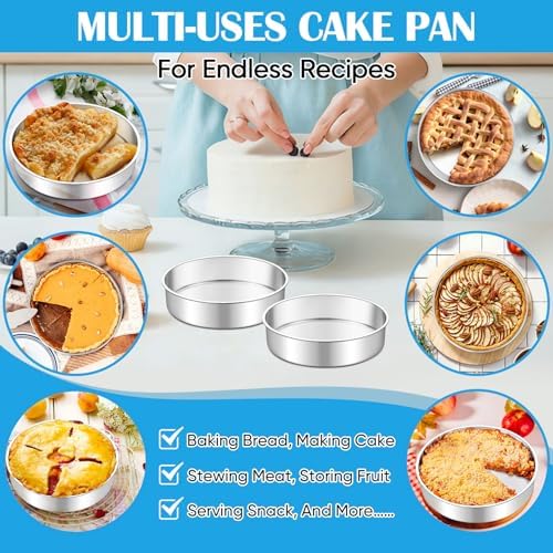 TeamFar 7 Inch Cake Pan, Stainless Steel Round Layer Cake Baking Pan