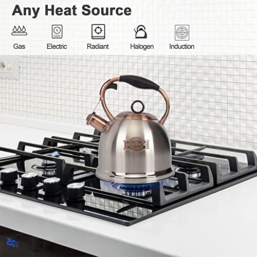 Whistling Stovetop Tea Kettle Food Grade Stainless Steel, Hot Water Fast to Boil for Stove Top-3.0Q