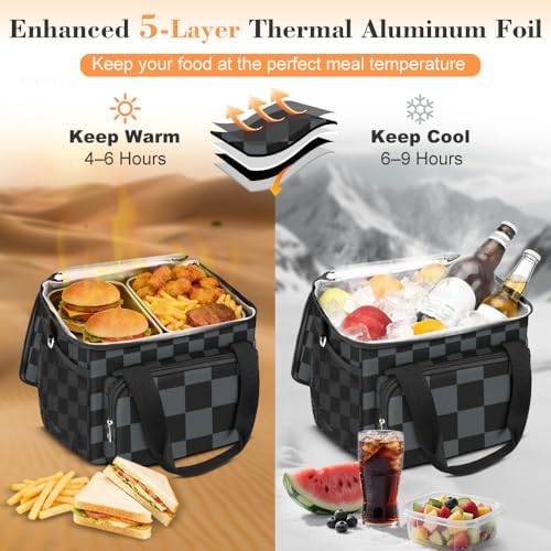 Coobiiya Insulated Lunch Box for Men & Women, Leakproof Lunch Bag Cooler Bag with 4 Pockets,Heavy Duty Lunch Bags Men Cooler Bags for Camping, Travel, Work Kayaking & Beach