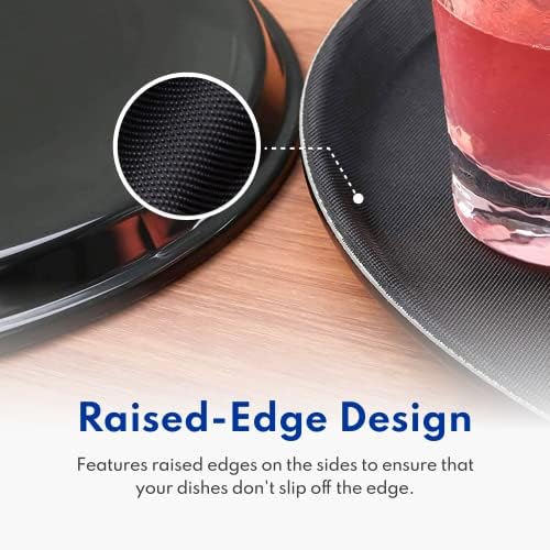New Star Foodservice Non-Slip Serving Tray, 18 Inch Round Black Plastic