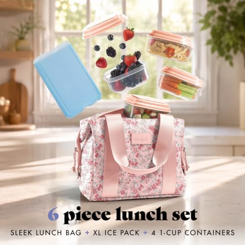 Fit & Fresh Remi Neoprene Lunch Bag for Women w/Ice Pack & Containers