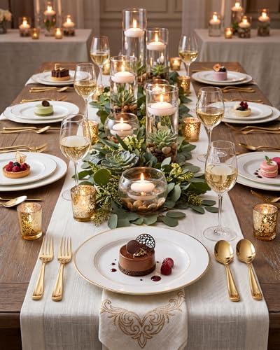 BUCLA 200-Piece Gold Plastic Silverware - Heavy Duty Disposable Cutlery Set - 100 Gold Plastic Forks & 100 Spoons for Catering, Party, Dinner, Wedding