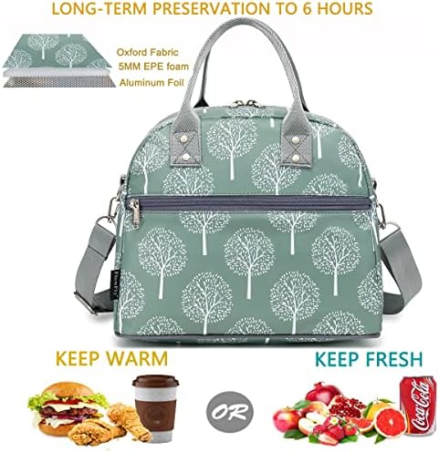 FlowFly Insulated Lunch Bag With Shoulder Strap for Women, Men, and Kids, Large and Reusable, Handle, Freezable Work and School Travel Tote and Meal Prep Organizer,Dandelion