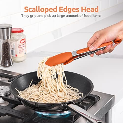 U-Taste Kitchen Tong for Cooking, 480ºF Heat-Resistant Tps, 9in/Orange