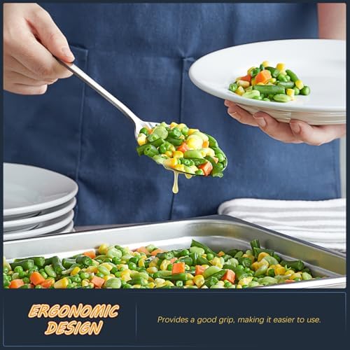 Serving Spoons 8.7 Inches Slotted Serving Spoon Large Cutlery for Catering Buffet, Mirror Polished, Dishwasher Safe, 4 Pieces