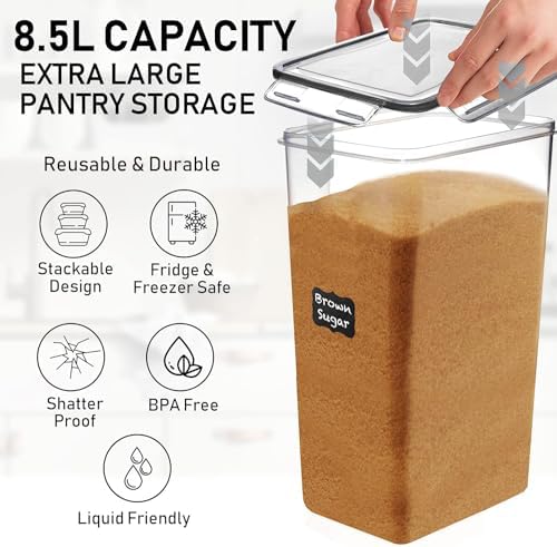 2 PC (8.5L/ 287 Oz) Extra Large Flour Sugar Storage Containers with Lids