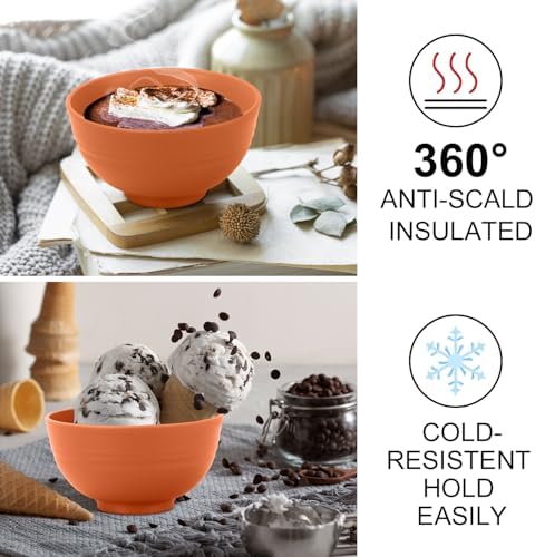 Wrova wheat straw small bowls 10oz set of 8 - Unbreakable Dessert Bowls - Mini Bowl Sets for Ice Cream,Snack and Fruits - Microwave & Dishwasher Safe Appetizer Bowls. Orange