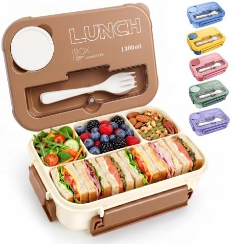Bento Box Adult Lunch Box, Lunch Containers for Adults 44.5 Oz/5 Cup, Khaki