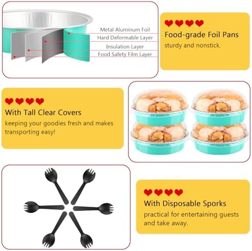 LNYZQUS 8oz Mini Pie Tins with Lids 50 Pack, 4 Inch Individual Cake Pans