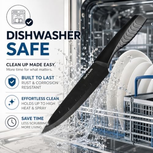 Knife Set with Built-in Sharpener Block, Dishwasher Safe