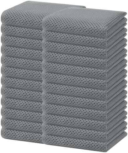 Homaxy 100% Cotton Waffle Weave Kitchen Dish Towels 24-Pack, Grey