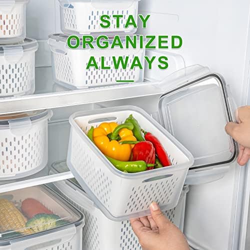 5 PCS Large Fruit storage Containers for Fridge ,Food Storage Containers
