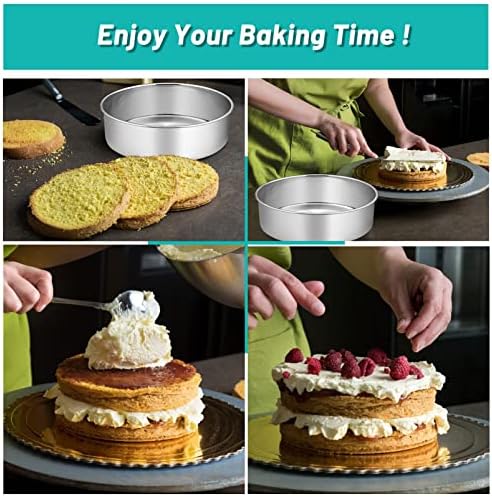 TeamFar 9 Inch Cake Pan, 9½” x 3” Stainless Steel Round Baking Pan Set of 2