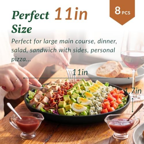 Homienly Wheat Straw Dinner Plates Set of 8-11 Inch, Alternative to Plastic, Microwave & Dishwasher Safe, Unbreakable Kids Plates with 4 Colors (Stone Grey)