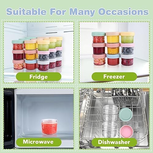 RowinsyDD 32 Pack Baby Food Containers, 4 oz Glass Baby Food Jars with Lids