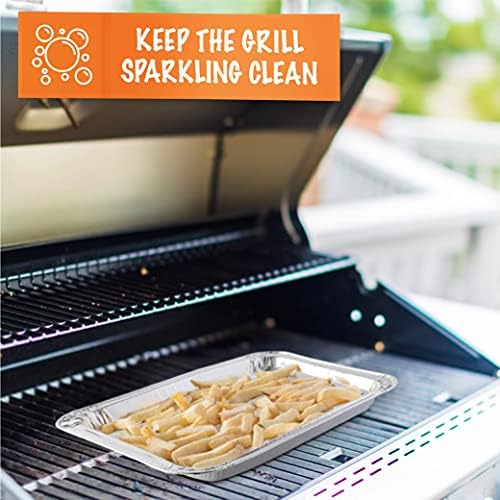 Plasticpro Aluminum Grill Pans, Broiler Pans, Grill Liners, Durable with Ribbed Bottom Surface for BBQ, Grill, Texture Disposable, (50)