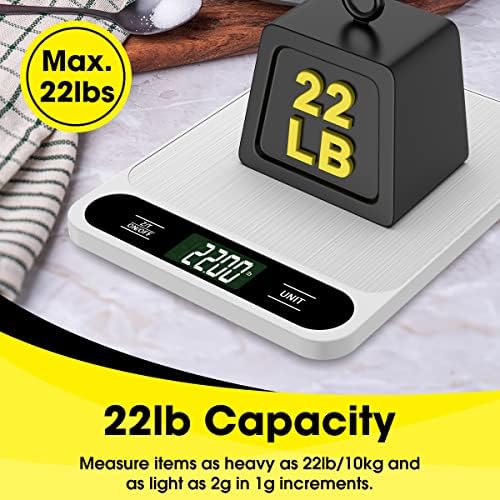 Mik-Nana Food Scale White, 22lb/10kg Digital Kitchen Scale Grams and Ounces