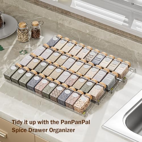 PanPanPal Spice Drawer Organizer, 8 Pack Clear Seasoning Organizer Rack