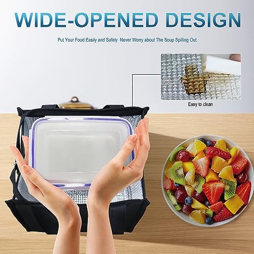 iknoe 9L Insulated Lunch Bag for Men & Women, Leak-Resistant Plainblack