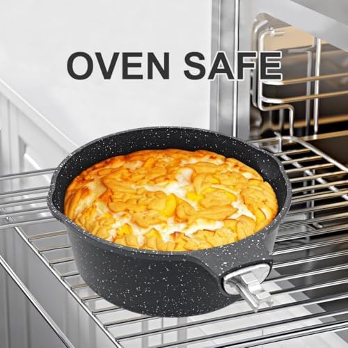 2.5 Qt Nonstick Sauce Pan with Lid, Sauce Pot with Pour Spout, Black