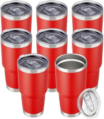 30 oz Tumbler with Lid Stainless Steel Tumblers Bulk, 8 Pack