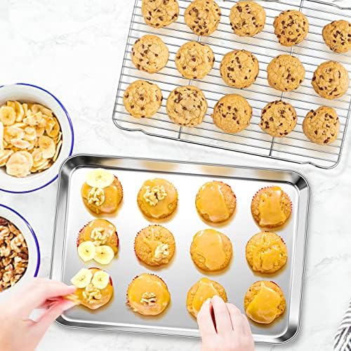 P&P CHEF Stainless Steel Baking Sheet with Rack Set for Cookie, 17.5 Inch