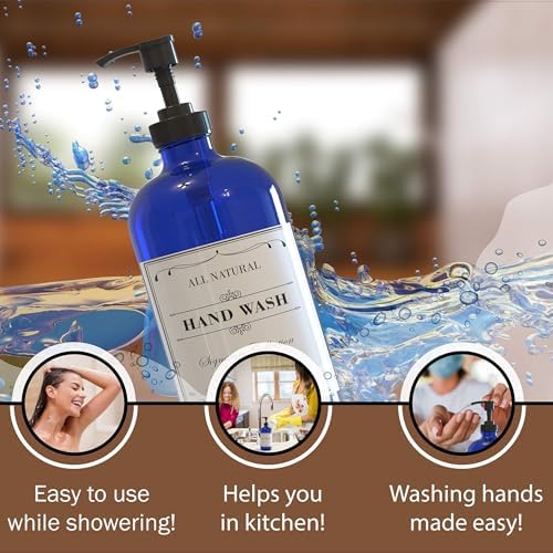 Sunrise Premium Cobalt Blue Glass Soap Dispenser with Pump, 2 Pack