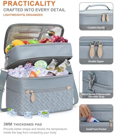 Capolo Lunch Bag for Women Men Insulated Lunch Tote Leakproof Lunchbox Bags