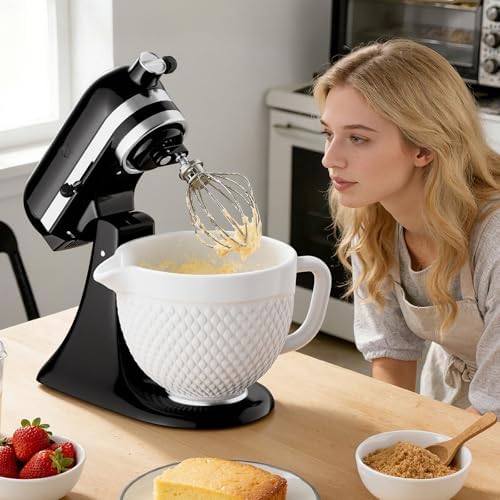 HOZODO Ceramic Mixer Bowl for KitchenAid Tilt-Head Stand Mixers, 5-Qt