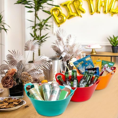 Tiawudi 2 Pack Snack Bowls (4.9L Large), Plastic Serving Bowls for Party, Large Bowls with Handles for Kitchen, Fruit, Cereal, Candy, Salad and Chip, Microwave Safe