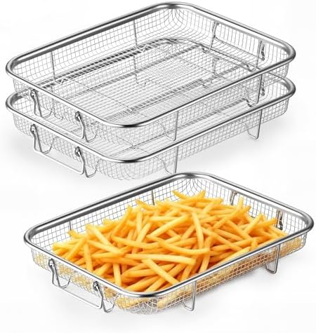 P&P CHEF 11.8 Inch Air Fryer Basket for Oven, Air Fryer Rack, 3 Pieces