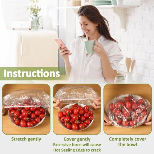MAQIHAN 200 Bowl Covers for Bread Proofing - Medium Plastic Wrap for Food