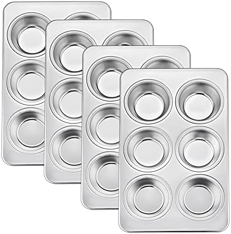 TeamFar Muffin Pan Set of 4, 6 Cup Muffin Tins Pans For Baking