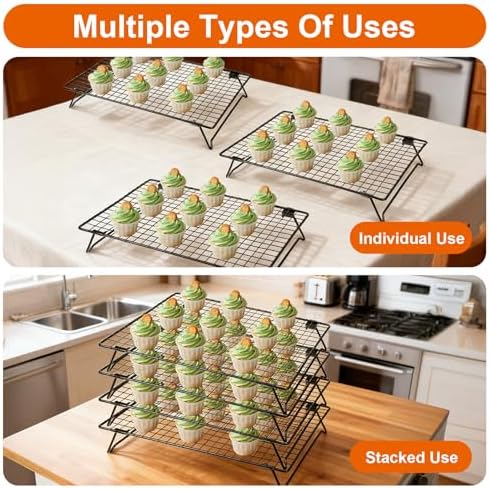 4Pcs Cooling Racks for Cooking and Baking, 13.4 x 9.4" Wire Rack