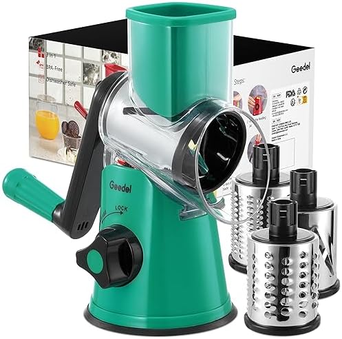 Geedel Rotary Cheese Grater Hand Crank, Cheese Shredder Vegetable Slicer