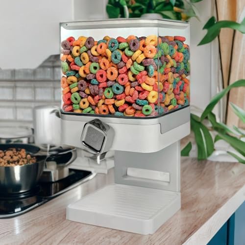 ZevrO Dry Food & Cereal Dispenser, 2.2 Cups, White, Compact