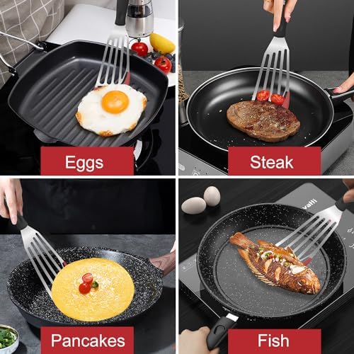Beijiyi 2-Piece Silicone Fish Spatula for Nonstick Cookware, Heat Resistant