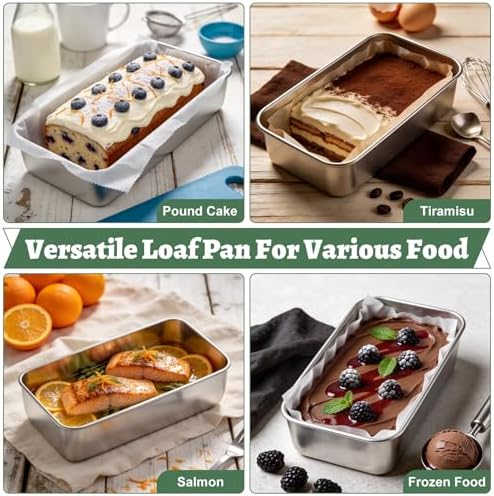 TeamFar Loaf Pan for Baking Bread, 9 x 5 Inch Bread Pan with Lid, Set of 3