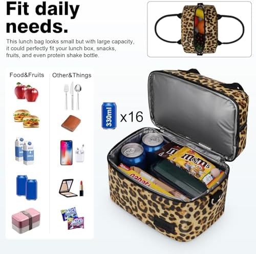 BALORAY Lunch Bag for Women Men Adult Lunch Box (Black/Beige), L