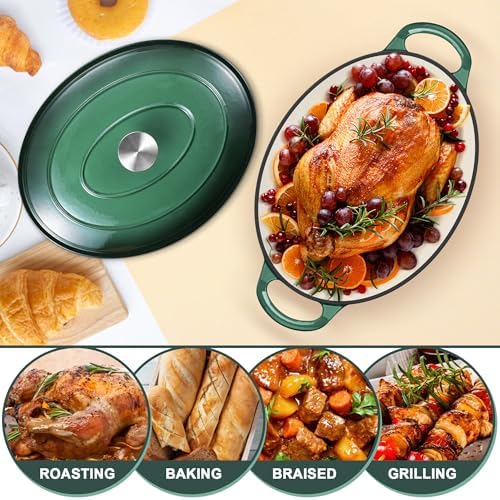 E-far 5QT Oval Dutch Oven Pot with Lid, Enameled Cast Iron Dutch Oven