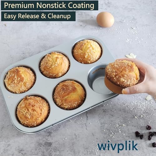 Nonstick Jumbo Muffin Pans, 2 Pack 6 Cup Extra Large Cupcake Tins