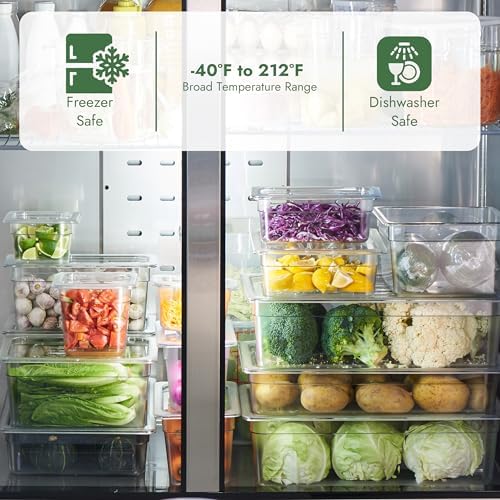 CURTA 6-Pack 1/9 Size 4" Deep NSF Polycarbonate Food Pans with Handled Lids | Dishwasher & Freezer Safe Clear Container for Prep Tables, Buffet, Salad Bar, Commercial & Home Kitchen