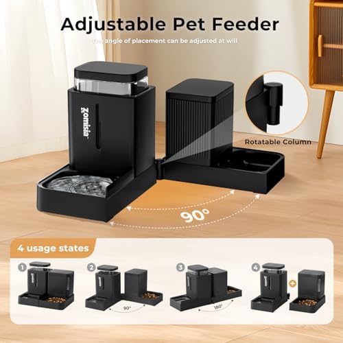 ZOMISIA Gravity Dog Food and Water Dispenser, 1.6 Gallon x 2, White