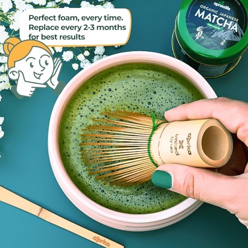Aprika Life Matcha Whisk, Bamboo 100 Prong Chasen for Matcha Powder, Japanese Tea Ceremony Tool for Latte Drinks