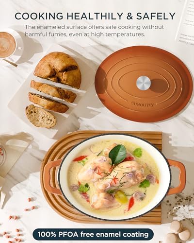 Enameled Cast Iron Dutch Oven - 9.3QT Dutch Oven Pot with Lid & Cotton Potholders - Heavy-Duty Non Stick Casserole Pot for Braising, Stews, Roasting, Baking, Suitable for All Stovetops, Vibrant Orange